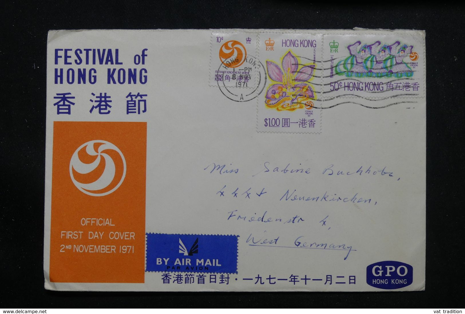 HONG KONG - Enveloppe FDC En 1971 Pour L 'Allemagne - L 71558 - FDC