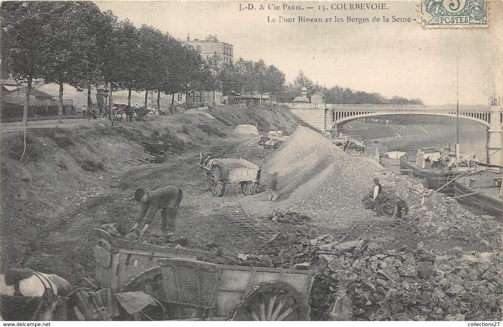 92-COURBEVOIE- J.D Et Cie LE PONT BINEAU ET LES BERGES DE LA SEINE - Courbevoie