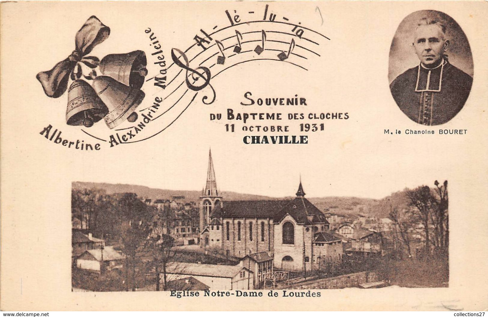 92-CHAVILLE- SOUVENIR DU BAPTEME DES CLOCHES 11 OCTOBRE 1931 - Chaville