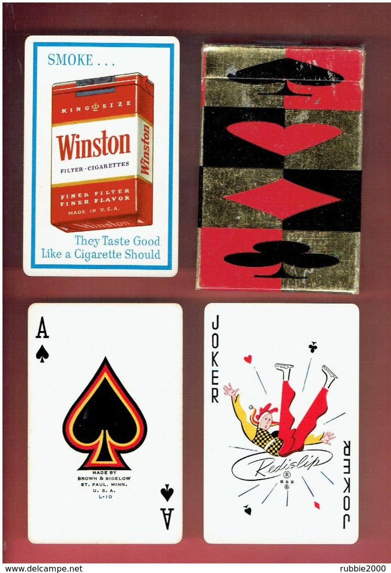 WINSTON CIGARETTES AMERICAINES JEUX DE 54 CARTES A JOUER BY BROWN BIGELOW MINNESOTA USA PLAYING CARDS REDI SLIP FINISH - Werbeartikel