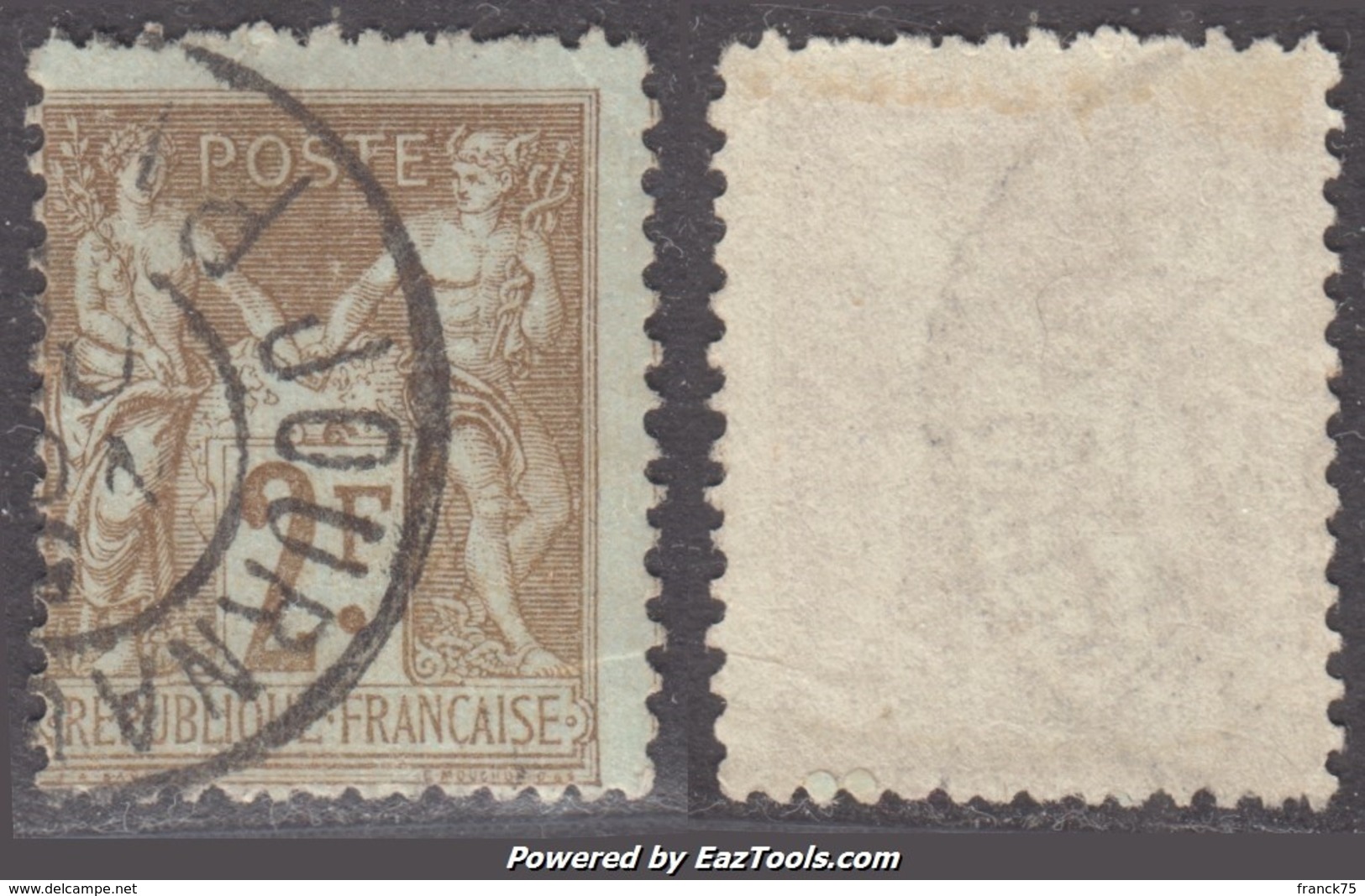 2Fr Sage Oblitéré *JOURNEAUX* TB (Y&T N° 105, Cote +++€) - 1898-1900 Sage (Type III)