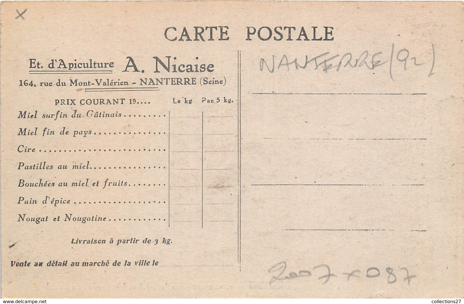 92-NANTERRE-APICULTURE A.NICAISE PROPRIETES BIENFAISANTES DES PLANTES SE RETROUVENT DANS LE MIEL ET LES PRODUITS AU MIEL - Nanterre