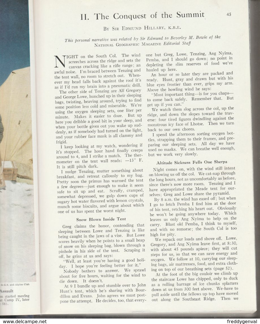 NATIONAL GEOGRAPHIC  YEAR 1954 IN 2 BOOKS  COMPLETELY BOUND WITH A CARDBOARD COVER .WITH THE CONQUEST OF THE EVEREST - Other & Unclassified