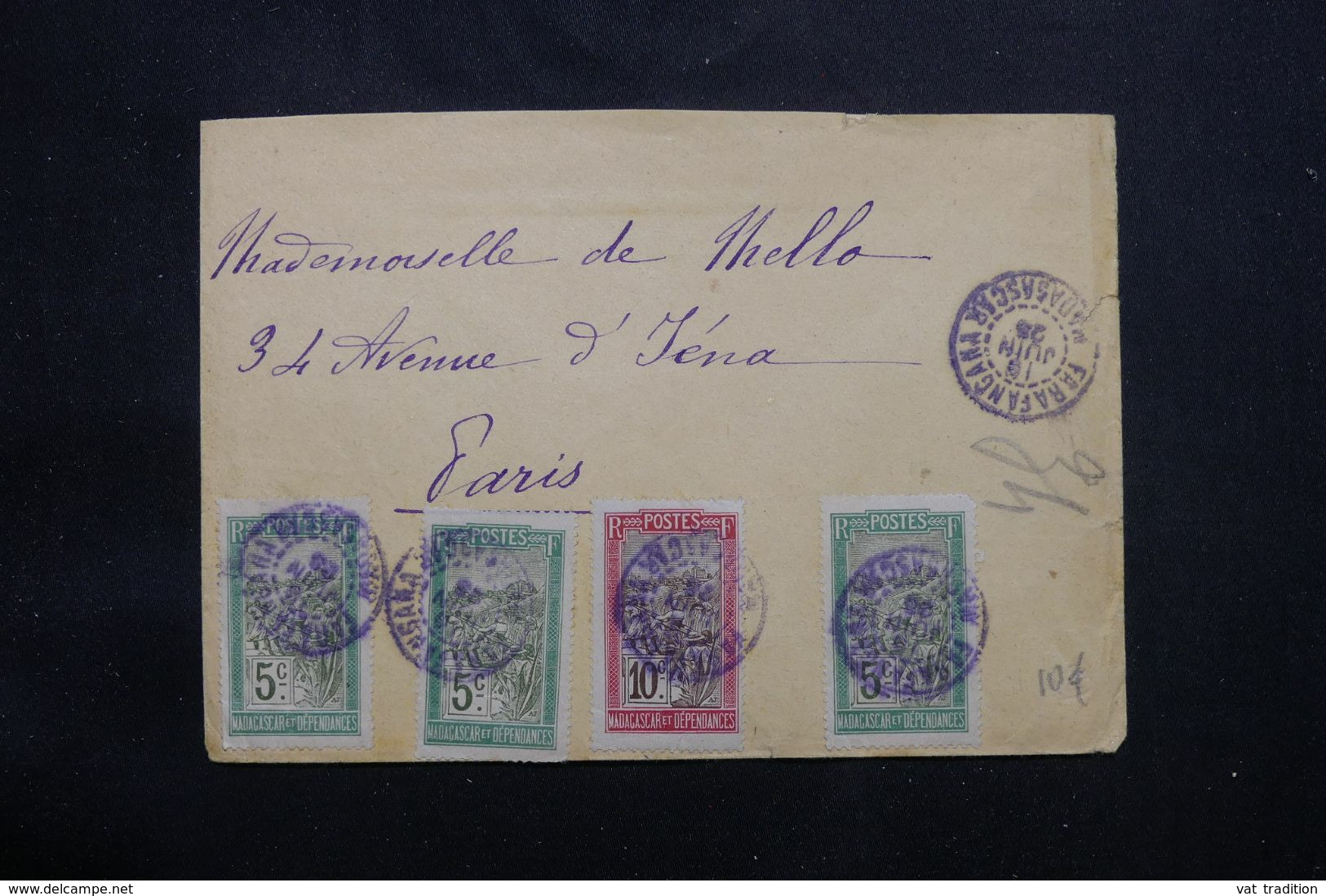 MADAGASCAR - Enveloppe De Farafangana Pour Paris En 1925 - L 71635 - Autres & Non Classés