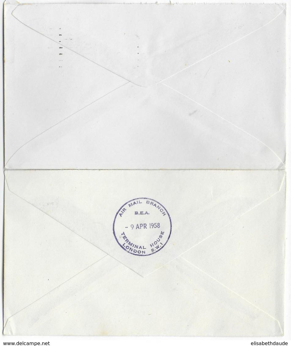 1958 - GB / POLOGNE - ENVELOPPES 1° VOL BEA De VARSOVIE => LONDON - ALLER ET RETOUR - Avions