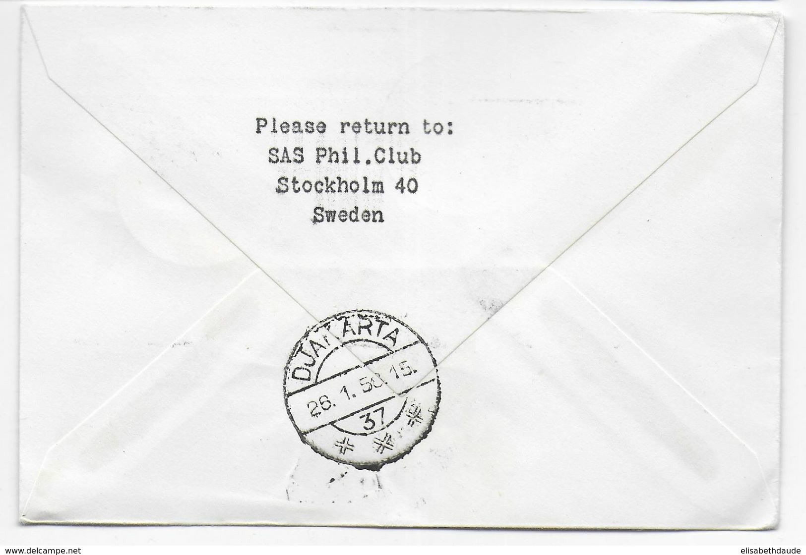 1958 - SUEDE - ENVELOPPE 1° LIAISON AERIENNE REGULIERE De STOCKHOLM => DJAKARTA (INDONESIA) - Storia Postale