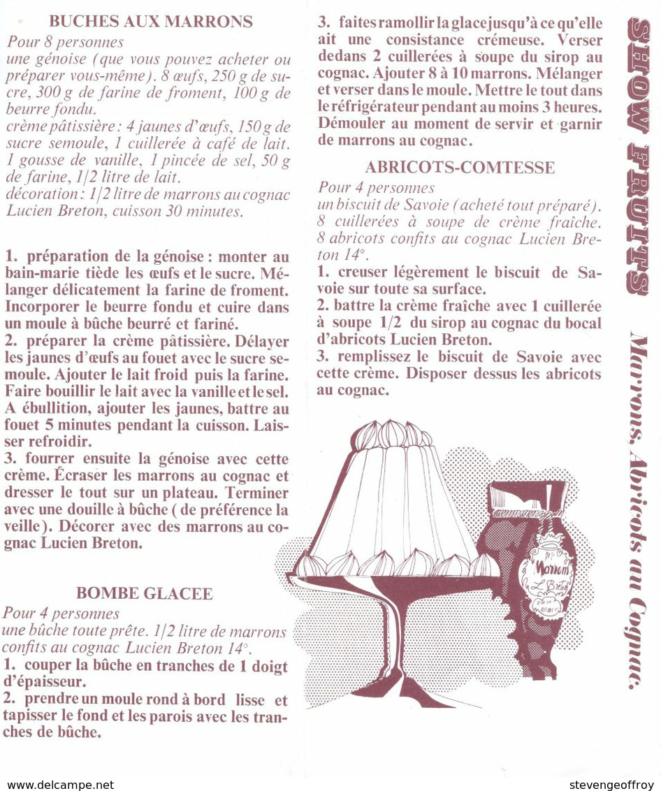 Fiche Recette Histoire De Fruit N 1 Lucien Breton Buches Aux Marrons Show Fruits Bombe Galcée Abricots Comtesse - Recetas De Cocina