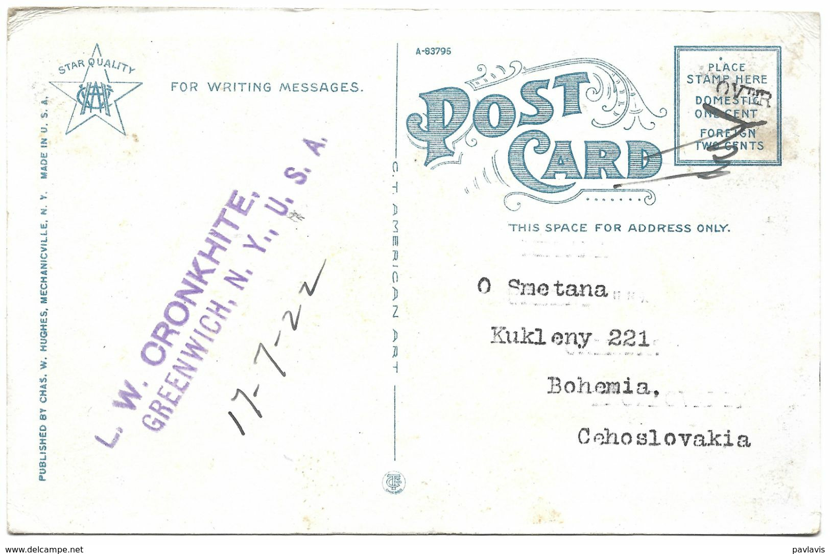 USA – Sandy Bay, Cleverdale On Lake George – New York – A Stamp 2 Cents – Year 1922 - Hudson River