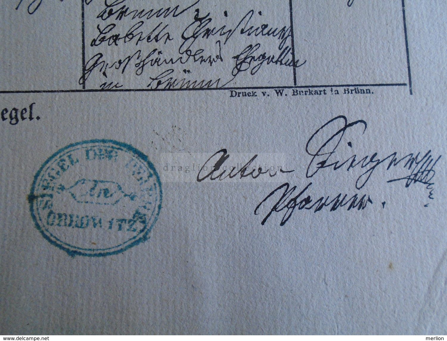 ZA318.1  Old Document -  Czechia  Obrowith Brünn -  Zábrdovice -Brno -  Arnold Adolf WATRICH   1871 - Geboorte & Doop