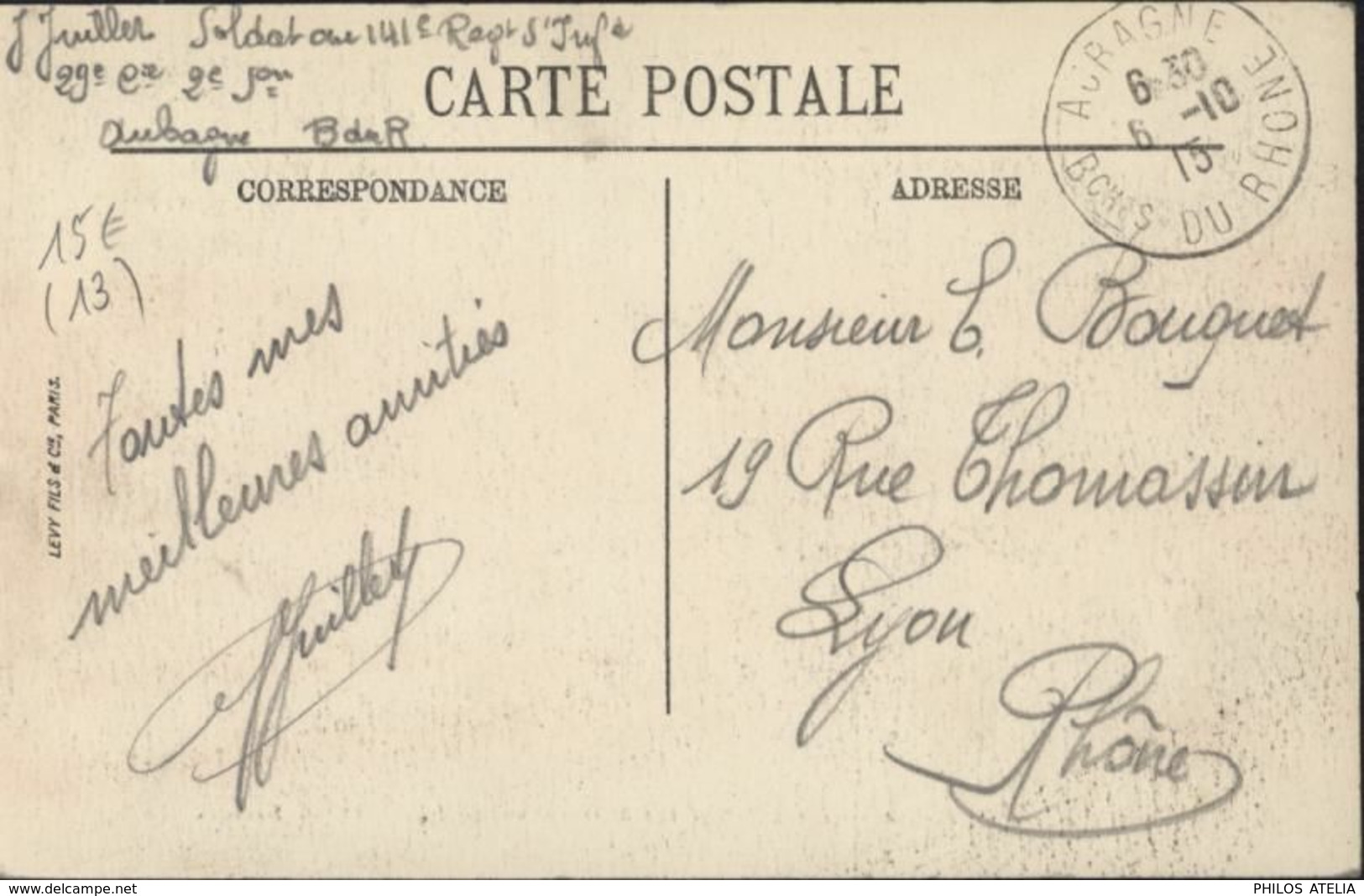 CPA Aubagne Vue Générale Les Usines Et Pic Garlaban 35 LL Selecta FM 141e Régiment Infanterie CAD 6 10 1915 - Aubagne