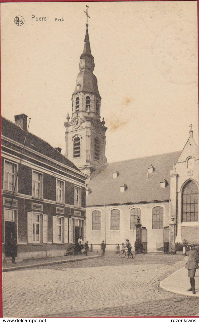 Puers Puurs Kerk (vlekjes) Geanimeerd CPA Oude Postkaart 2 Ct Cent Albert Surcharge 3 Ct. - Puurs