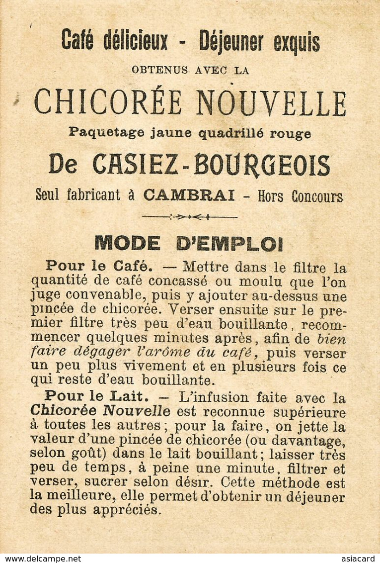 Colombie . Guitar Player . Serenade    Chromo Chicorée Casiez Bourgeois  Cambrai. Format 7 Par 10 Cms - Colombie