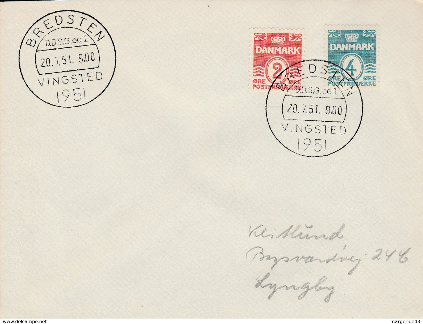 DANEMARK 1951 SERIE COURANTE - OBLITERATION BREDSTEN - Maschinenstempel (EMA)