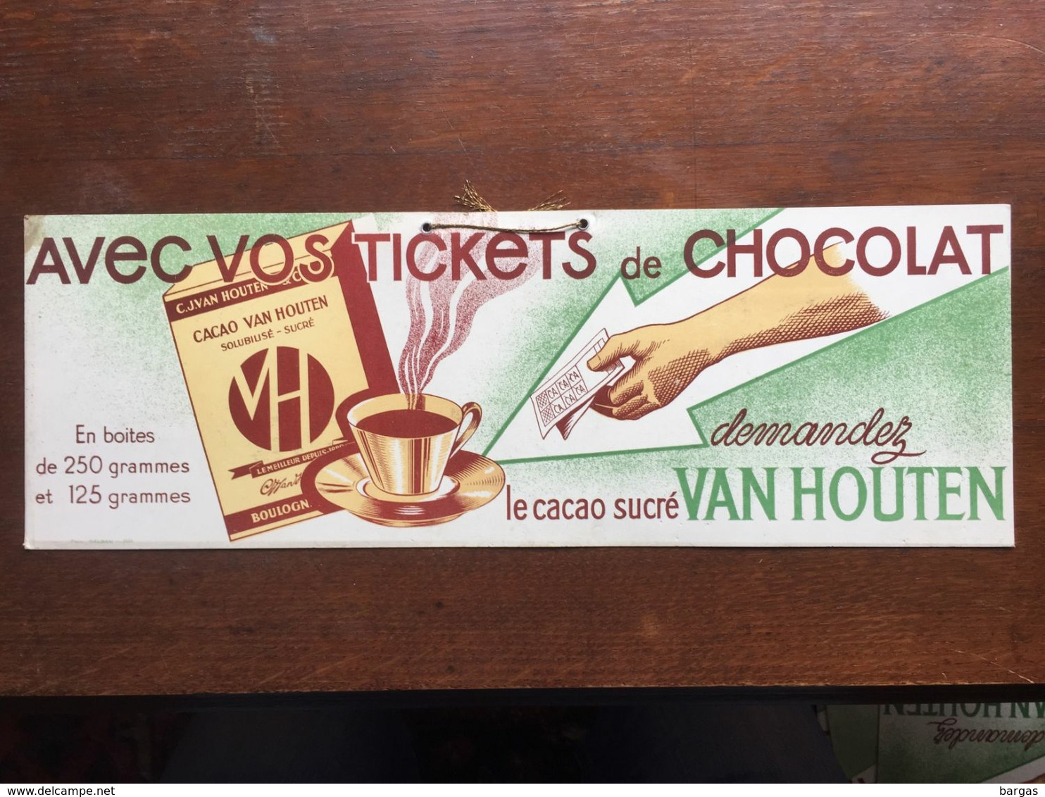 Carton Publicitaire à Suspendre Cacao Chocolat Van Houten - Poster & Plakate