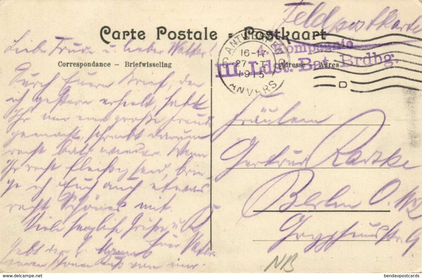 Nederland, PUTTE, Hollandsche Grens, Straat Met Volk (1915) Ansichtkaart - Other & Unclassified