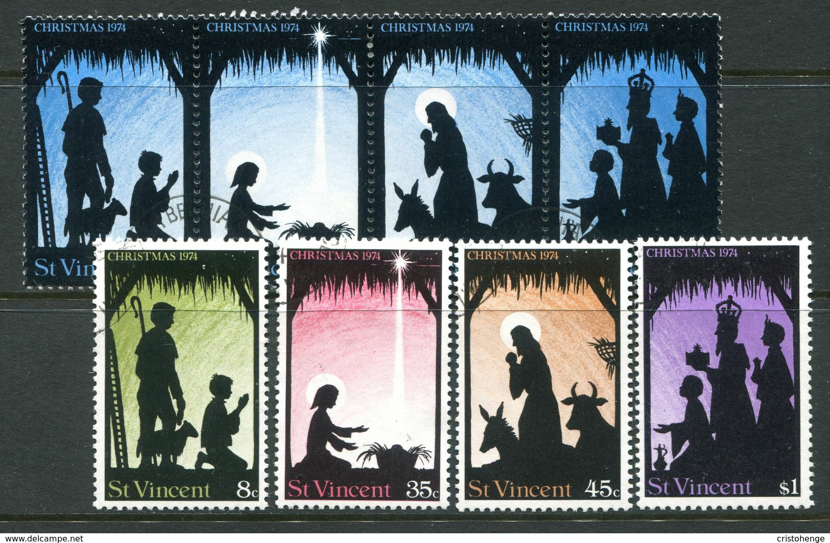 St Vincent 1974 Christmas Set Used (SG 407-414) - St.Vincent (...-1979)