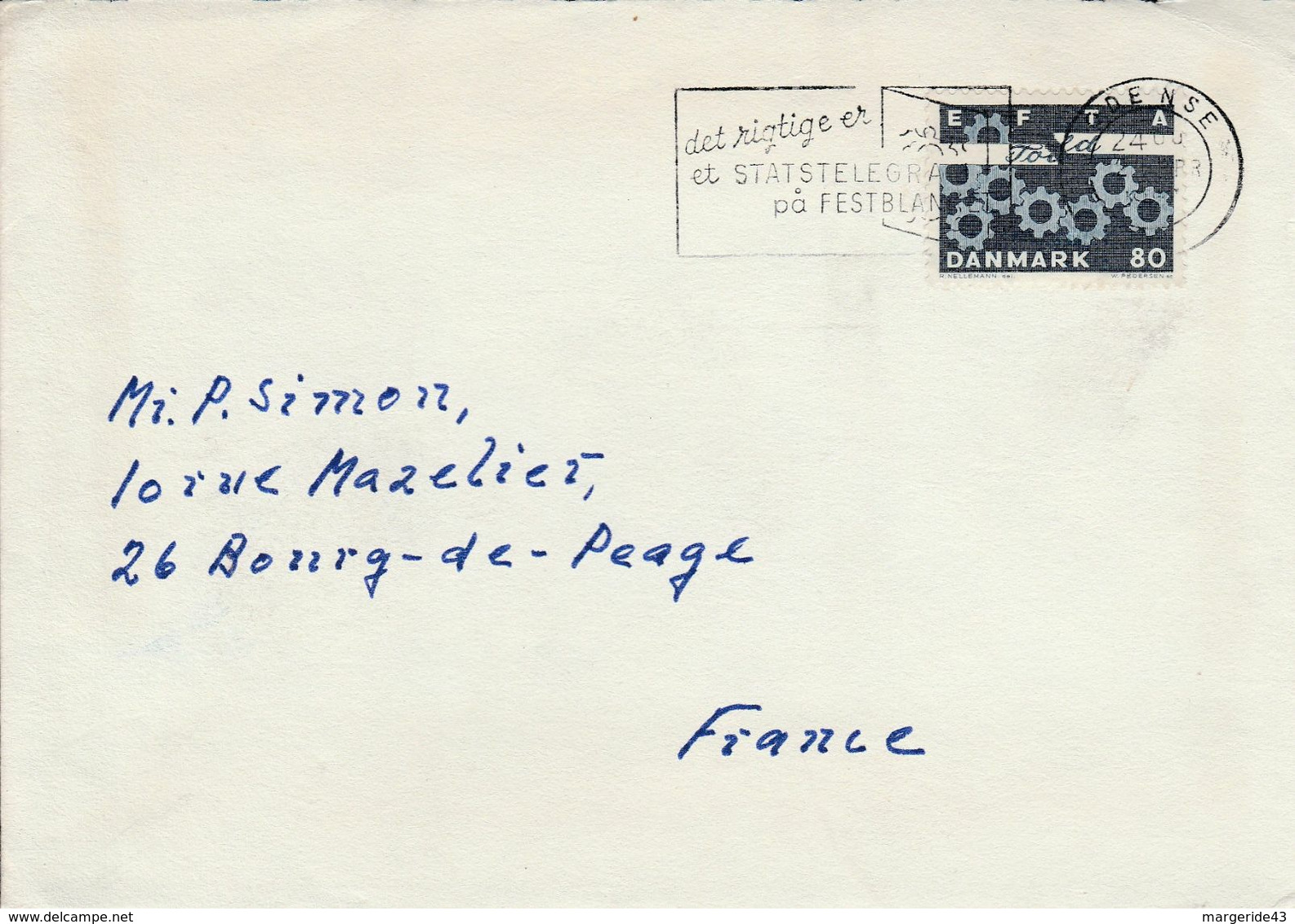 DANEMARK LETTRE POUR LA FRANCE 1967 - Storia Postale