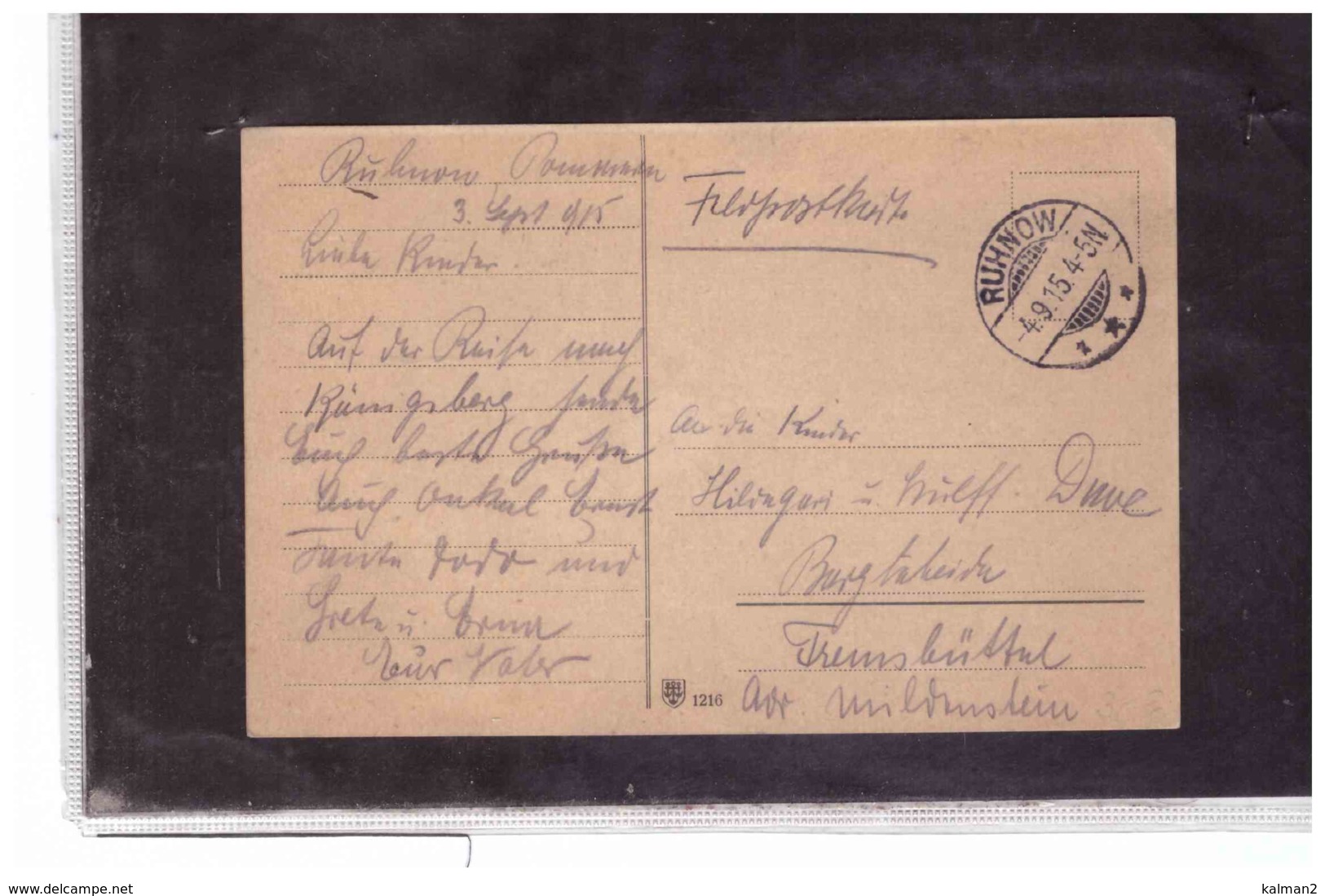 TEM12281  -  RUHNOW ( Now  Runowo In Poland )  4.9.1915  /   FELDPOST CARD - Covers & Documents