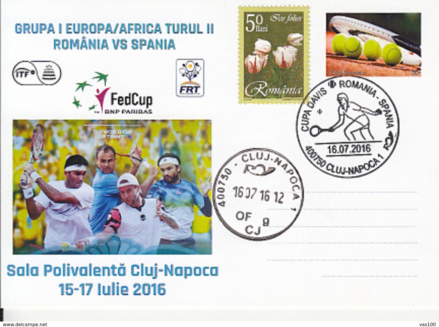 SPORTS, TENNIS, DAVIS CUP, ROMANIA- SPAIN GAME, SPECIAL COVER, 2016, ROMANIA - Tennis