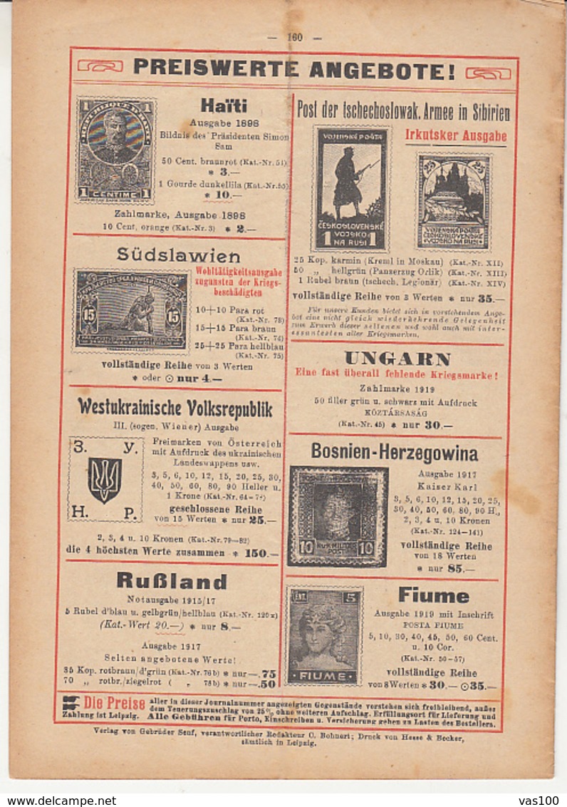 ILLUSTRATED STAMP JOURNAL, ILLUSTRIERTES BRIEFMARKEN JOURNAL, NR 10, LEIPZIG, MAY 1921, GERMANY - German (until 1940)