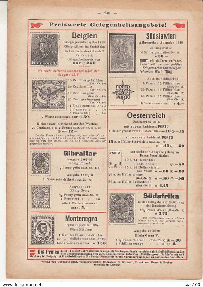ILLUSTRATED STAMP JOURNAL, ILLUSTRIERTES BRIEFMARKEN JOURNAL, NR 15, LEIPZIG, AUGUST 1921, GERMANY - German (until 1940)