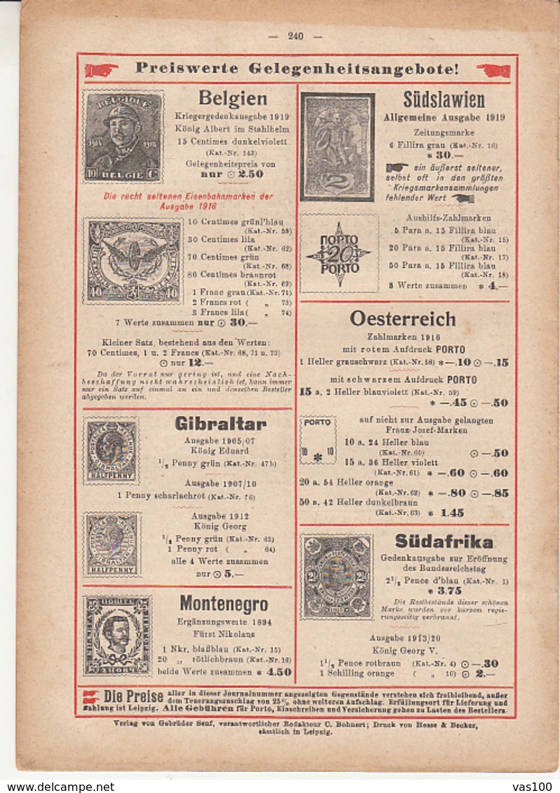 ILLUSTRATED STAMP JOURNAL, ILLUSTRIERTES BRIEFMARKEN JOURNAL, NR 15, LEIPZIG, AUGUST 1921, GERMANY - Tedesche (prima Del 1940)