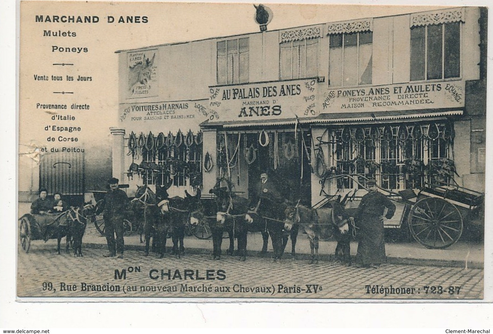 PARIS : Marchand D'anes Mulets Poneys, Vente Tous Les Jours Provenance Directe D'italie, Espagne, Corse Et Poitou - Etat - Other & Unclassified