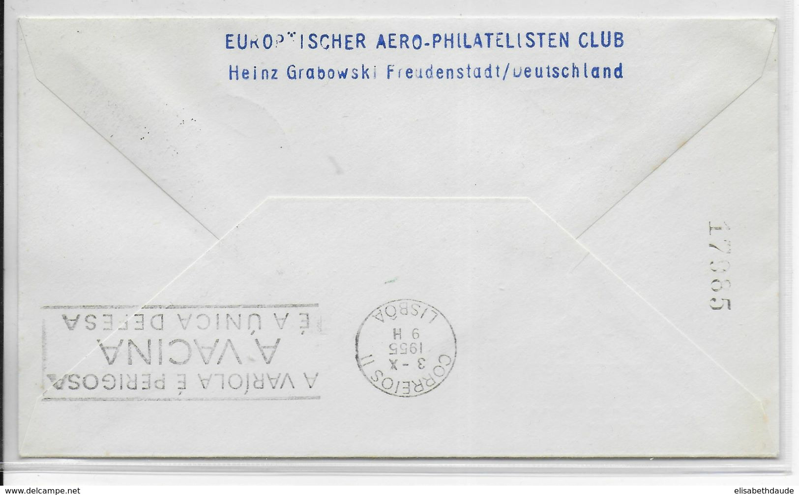 1955 - BRD - ENVELOPPE 1° LIAISON AERIENNE LUFTHANSA De FRANKFURT => LISBONNE (PORTUGAL) - Premiers Vols