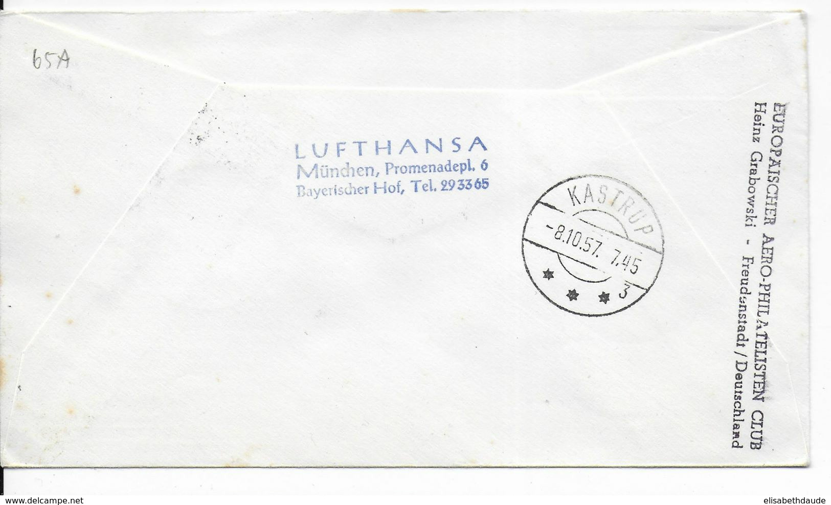 1957 - BRD - ENVELOPPE 1° LIAISON AERIENNE LUFTHANSA De MÜNCHEN => COPENHAGEN (DANMARK) - Erst- U. Sonderflugbriefe