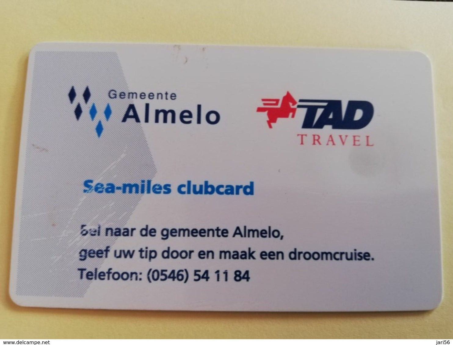 NETHERLANDS  ADVERTISING CHIPCARD HFL 2,50 CRE 293 ALMELO SEA MILES CLUBCARD          Fine Used   ** 3186** - Privées