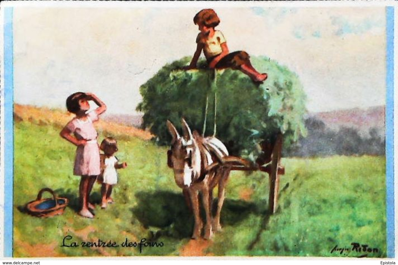 CPA  Illustration Georges  Redon   Voiture De Foin Enfants Attelage - Attelages