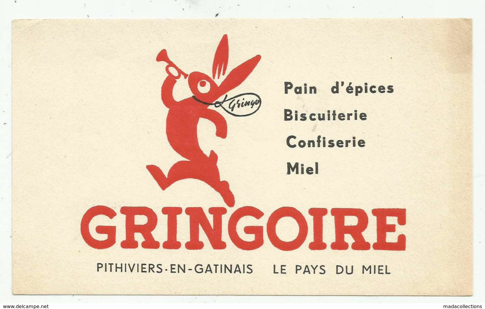 Buvard Pain D'épices Gringoire .  Pithiviers En Gatinais (45- Loiret) Le Pays Du Miel - Honigkuchen-Lebkuchen