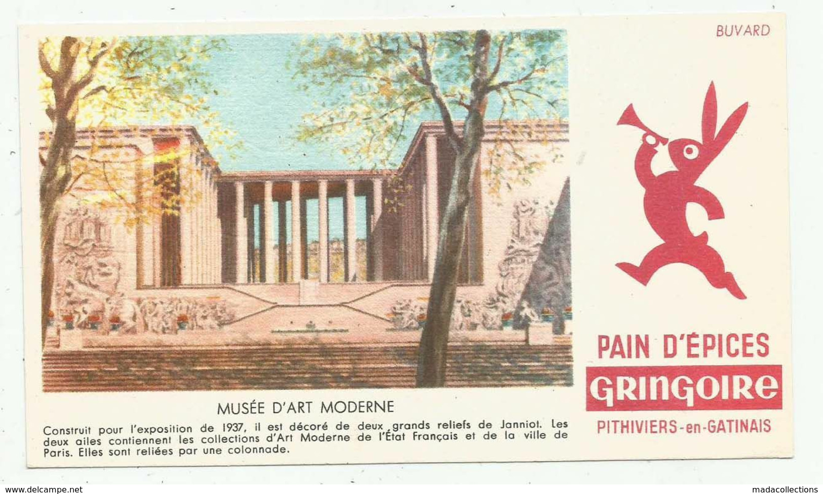 Buvard Pain D'épices Gringoire .  Pithiviers En Gatinais (45- Loiret) Musée D'Art Moderne - Pain D'épices