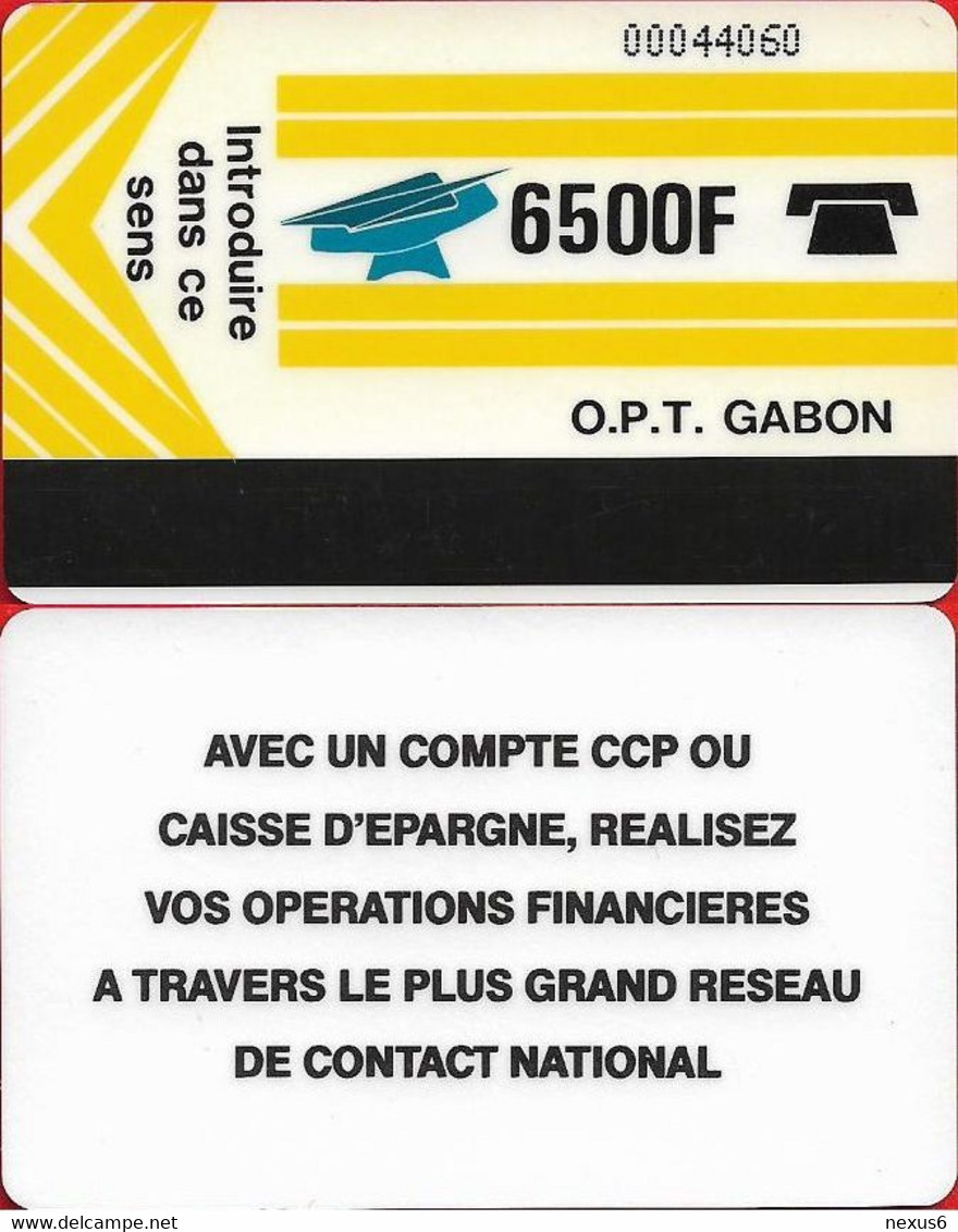 Gabon - OPT (Autelca) - New Logo (Yellow), Reverse ''Avec Un Compte.. '' - 6.500Fcfa, Used - Gabun