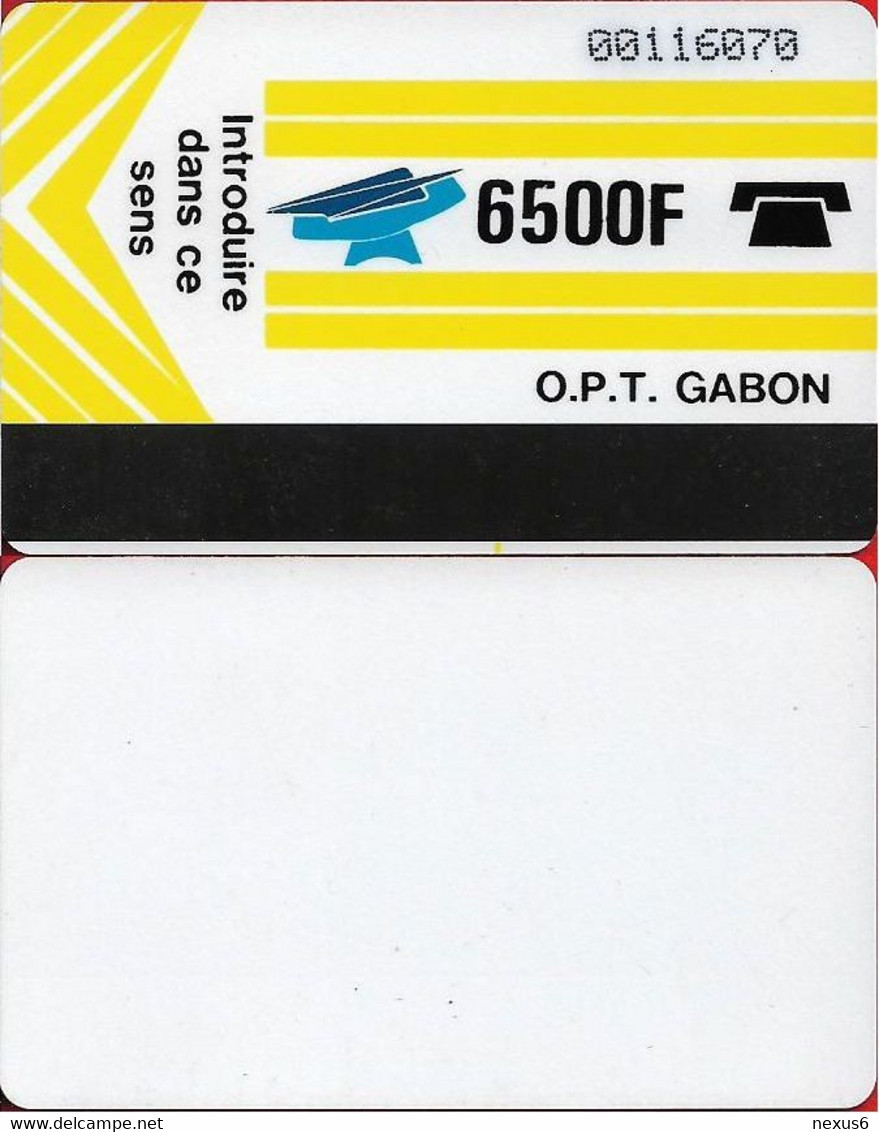 Gabon - OPT (Autelca) - New Logo (Yellow), White Reverse - Cn. 00xxxxxx Dashed Ø, With Yellow Line, 6.500Fcfa, Used - Gabun
