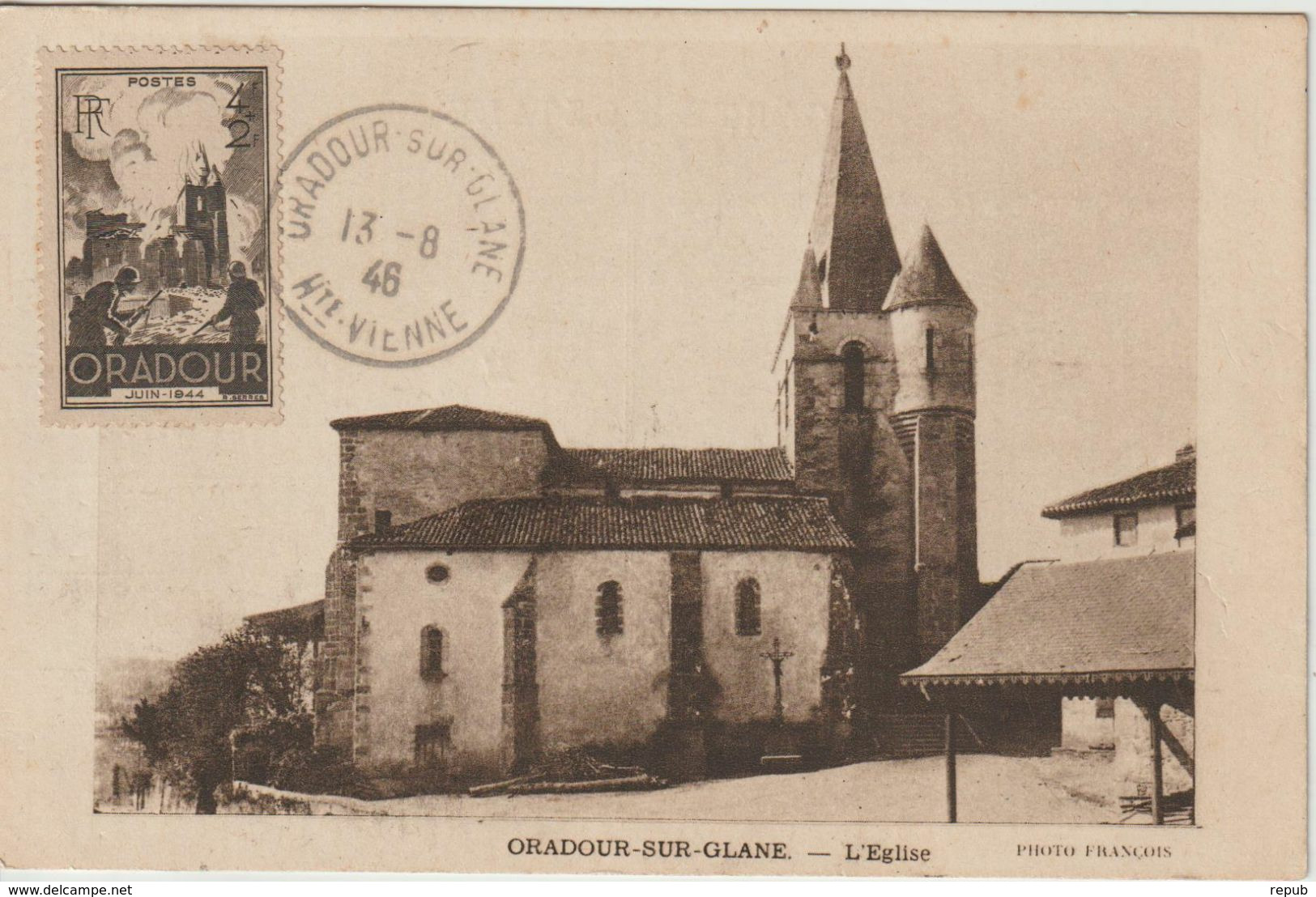 France Carte Maximum 1946 Oradour Sur Glane 742 - 1940-1949