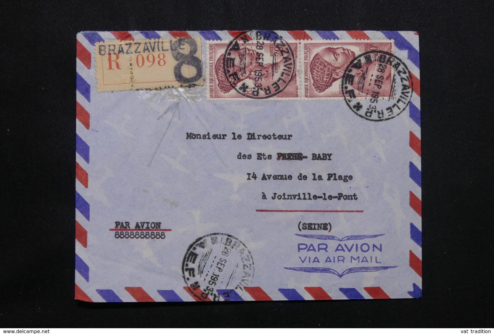 A.E.F. - Enveloppe En Recommandé De Brazzaville En 1953 Pour La France - L 71903 - Brieven En Documenten