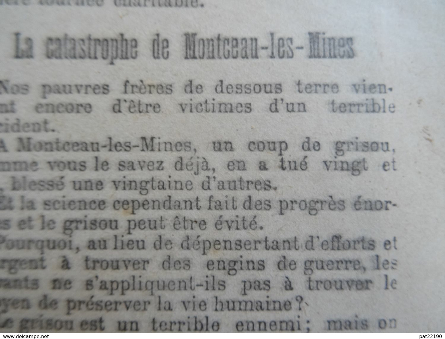 Le Petit Journal 1895 La Catastrophe Minière De Montceau Les Mines/ Felix Faure Prsdt République 'hopital Saint Antoine - 1850 - 1899