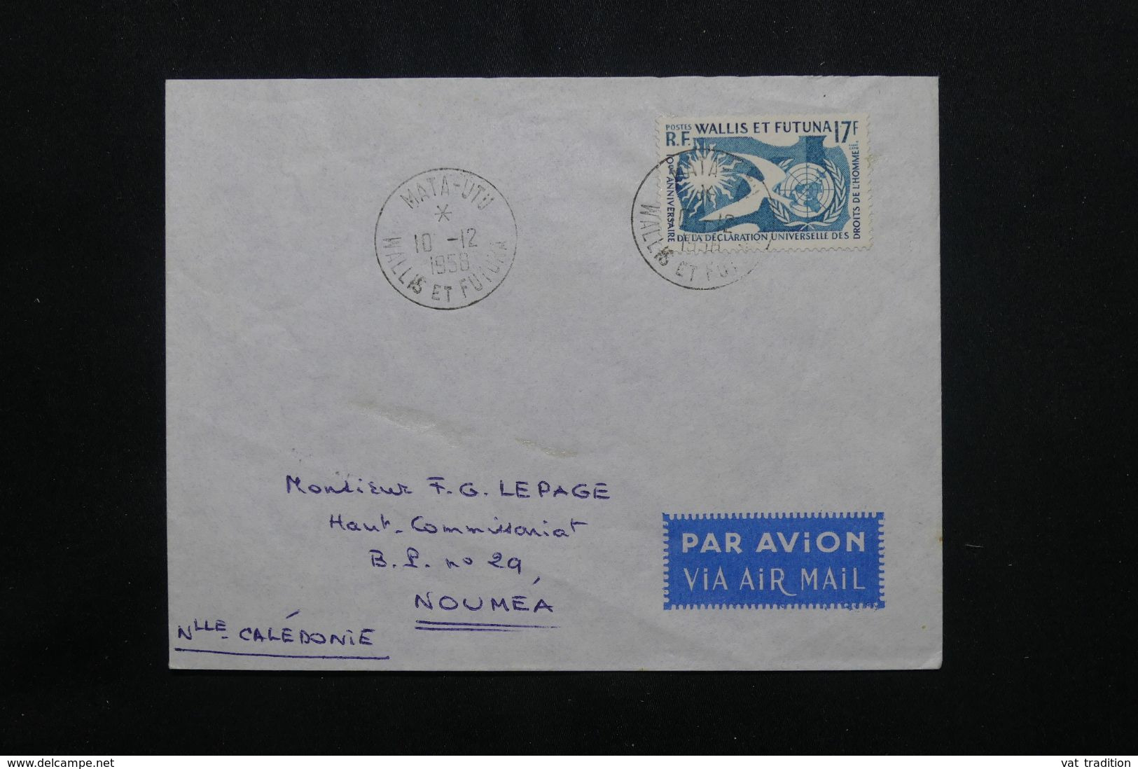 WALLIS ET FUTUNA - Enveloppe De Mata Utu Pour Nouméa En 1958 - L 71916 - Storia Postale