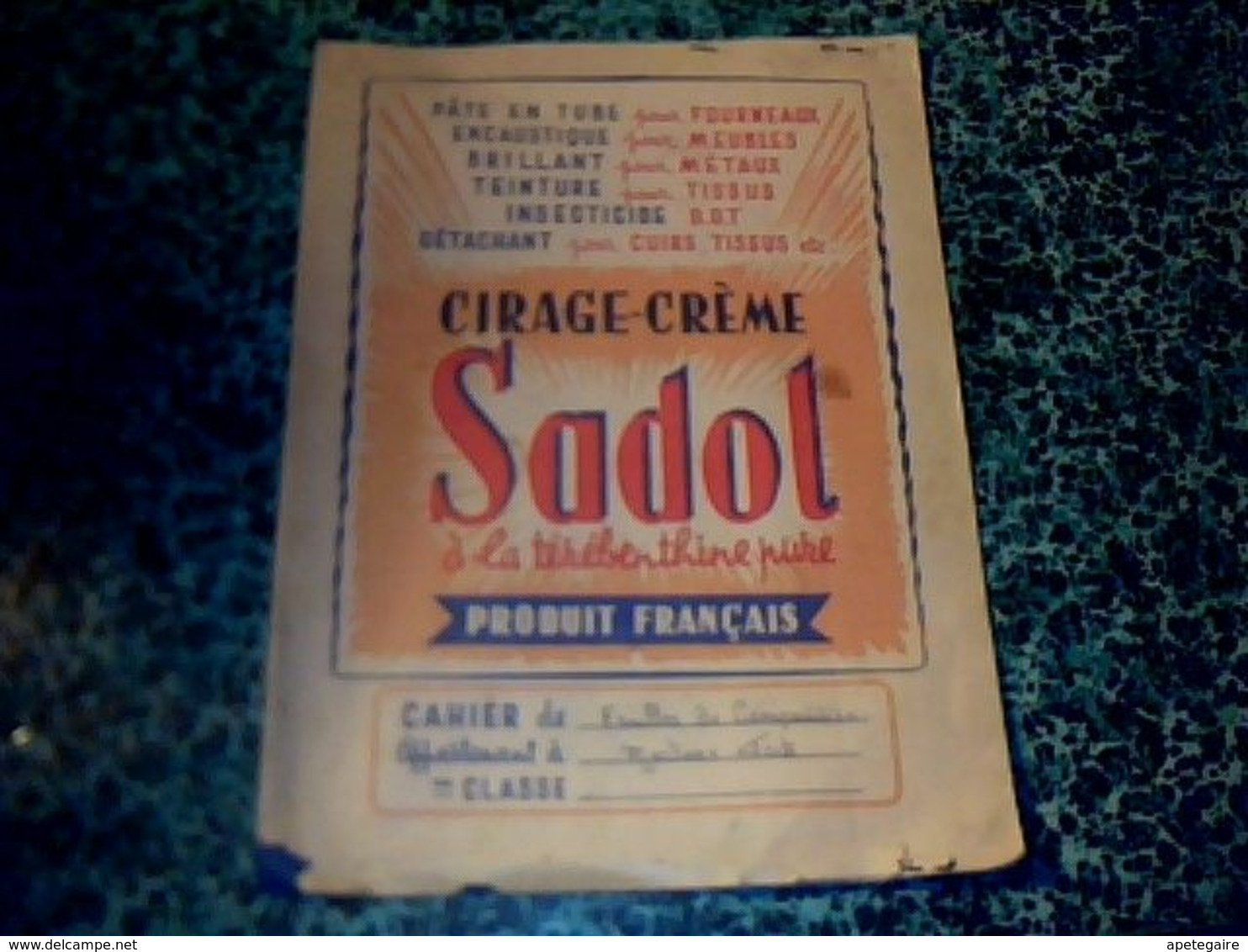 Vieux Papier Produit Sadol  Protège Cahier Cirage - Créme  Sadol à La Térébenthine & Buvard Sadolblanc Cirage - S