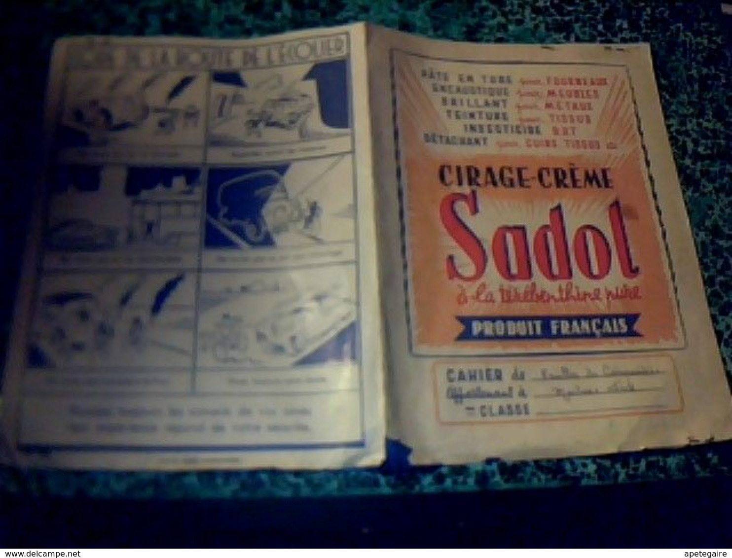 Vieux Papier Produit Sadol  Protège Cahier Cirage - Créme  Sadol à La Térébenthine & Buvard Sadolblanc Cirage - S