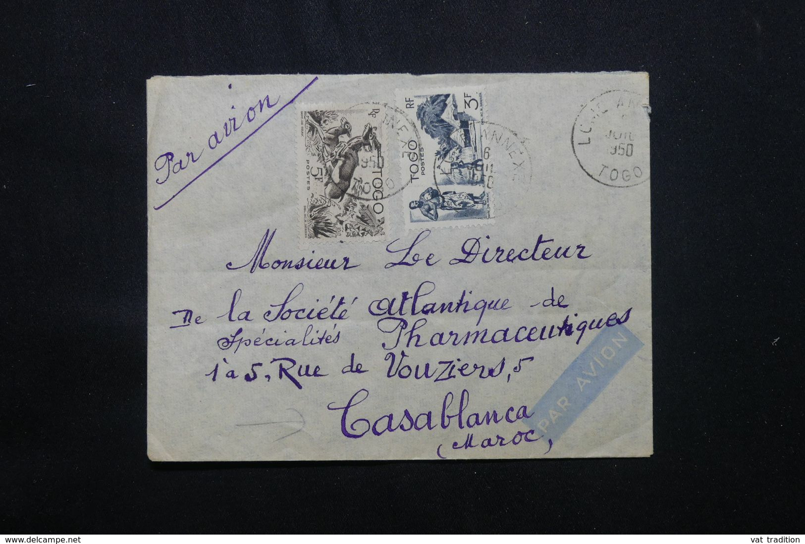 TOGO - Enveloppe De Lome Pour Casablanca Par Avion En 1950 - L 72013 - Brieven En Documenten