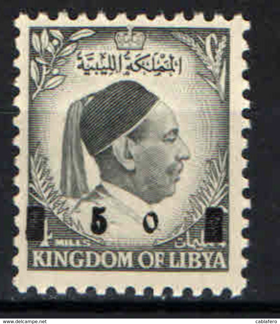 LIBIA - 1955 - King Idris - Surcharged 5m On 4m Gray - MNH - Libië