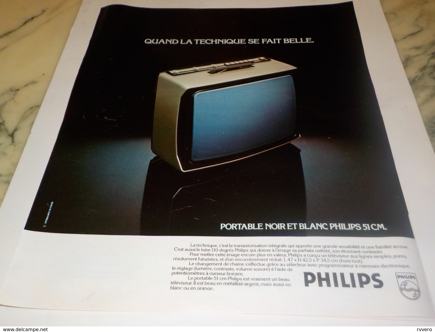 ANCIENNE PUBLICITE QUAND LA TECHNIQUE SE FAIT BELLE  PHILIPS 1976 - Fernsehgeräte