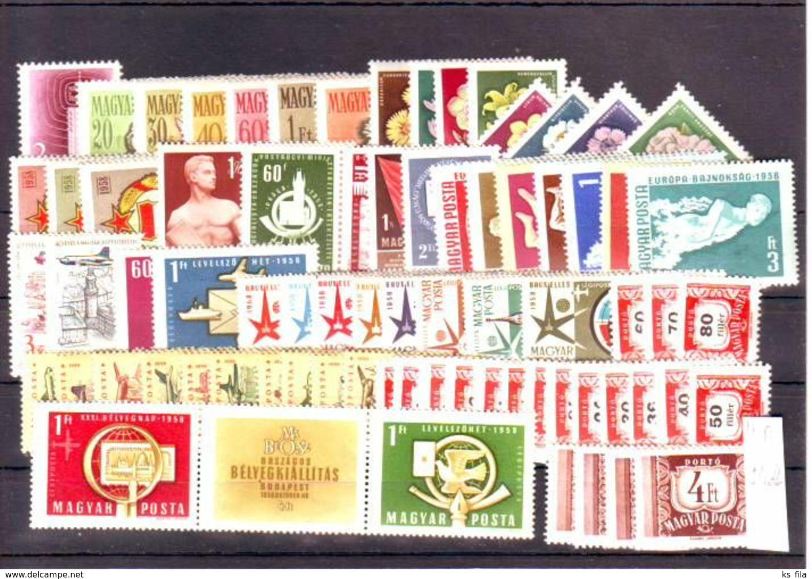 HUNGARY 1958 Full Year 54 Stamps + 3 Souvenir Sheets MNH - Annate Complete