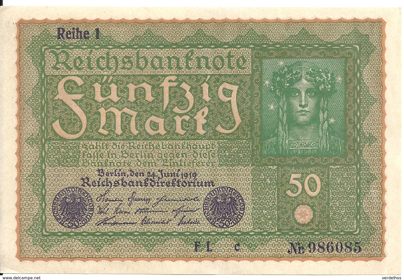 ALLEMAGNE 50 MARK 1919 XF+ P 66 - 50 Mark