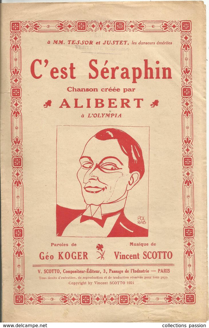 Partition Musicale Ancienne, C'EST SERAPHIN ,Alibert à L'OLYMPIA ,  Koger ,Scotto,  Frais Fr 1.75 E - Partitions Musicales Anciennes