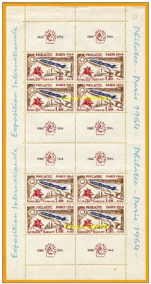 France**LUXE 1964 Bloc 6 (p 1422) De 8 Timbres Avec 8 Vignettes, Vf 1,00 F (+3,oo F) Eposition Internationale "PHILATEC - Nuevos