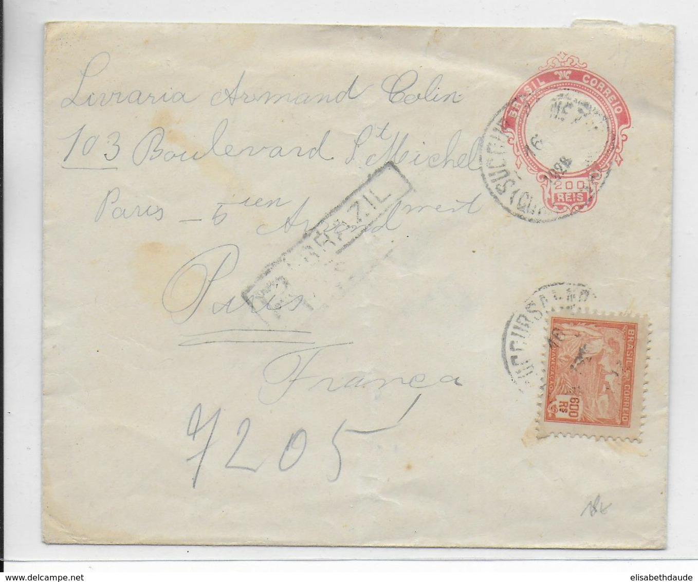 1926 - BRESIL - ENVELOPPE ENTIER RECOMMANDEE ! => PARIS - Entiers Postaux