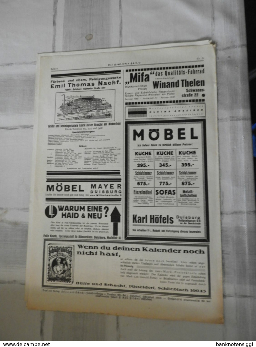 Werkzeitung Die Hochfelder Hütten 1928 - Hobby & Sammeln
